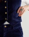 Closeup view of Women's Corduroy Vest - Navy