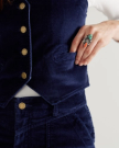 Closeup view of Women's Corduroy Vest - Navy
