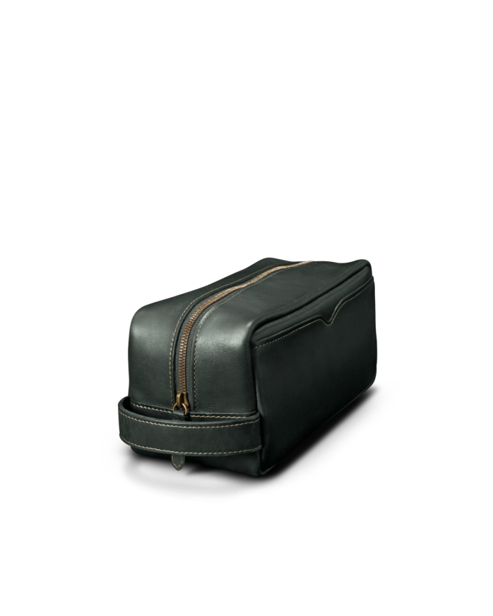 Quarterfront view of Bartlett Travel Kit - Midnight Green on plain background