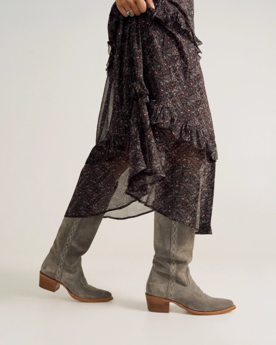 View of The Abby Cavalier - Charcoal Suede