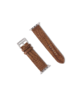 Brown crocodile-pattern leather watch band with silver hardware, displayed in two separate pieces on a white background.