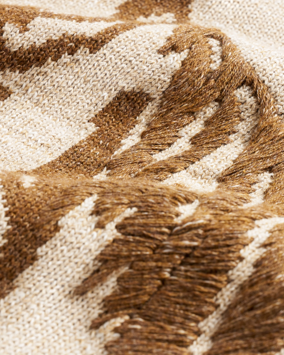 Closeup view of Women's Horse Crew Neck Sweater - Oatmeal