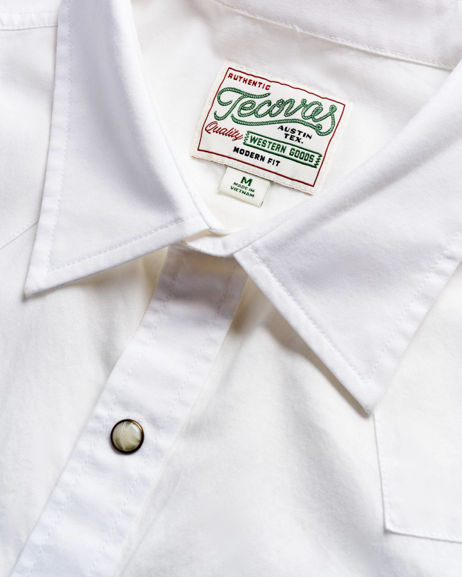 Sawtooth Pearl Snap Shirt - White cotton | Tecovas