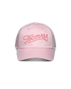 Front view of Logo Chain Stitch Six-Panel Unstructured Hat - Light Pink on plain background