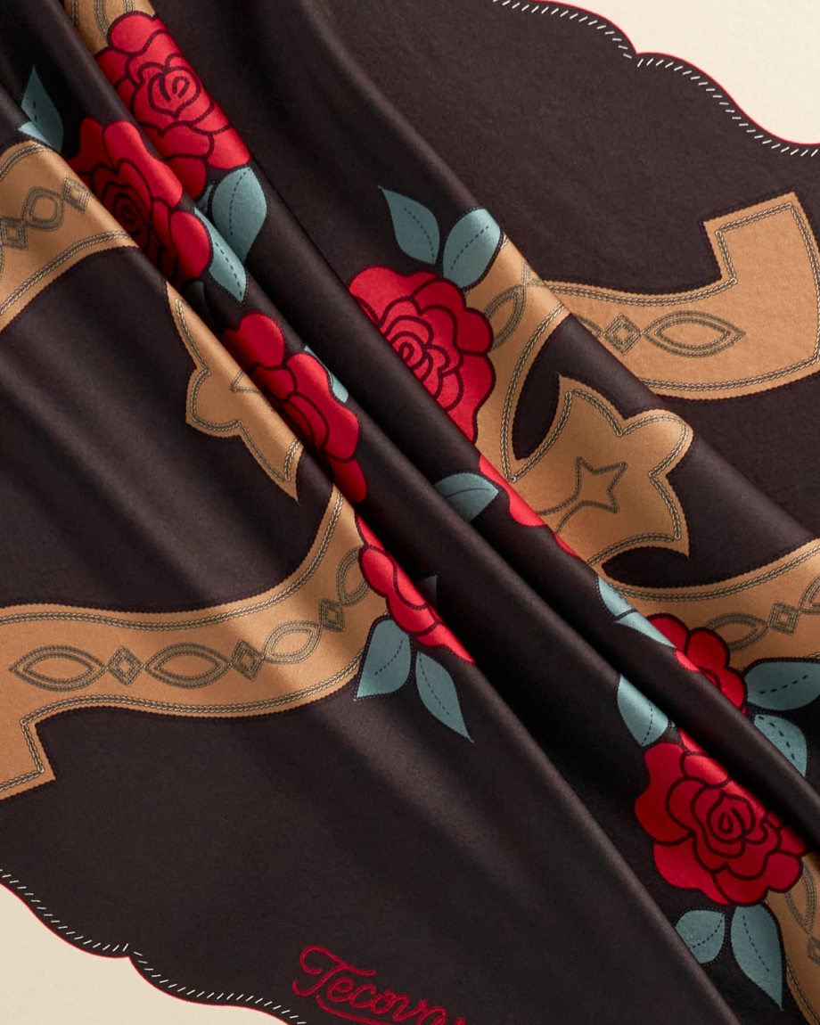 Closeup view of Horseshoes and Roses Wild Rag - Multi