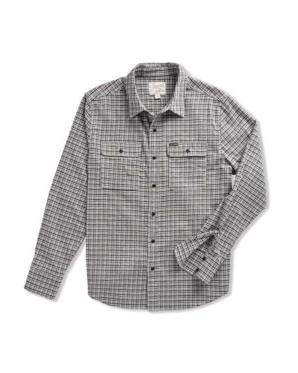 Front view of Men's Essential Flannel - Black/Multi on plain background