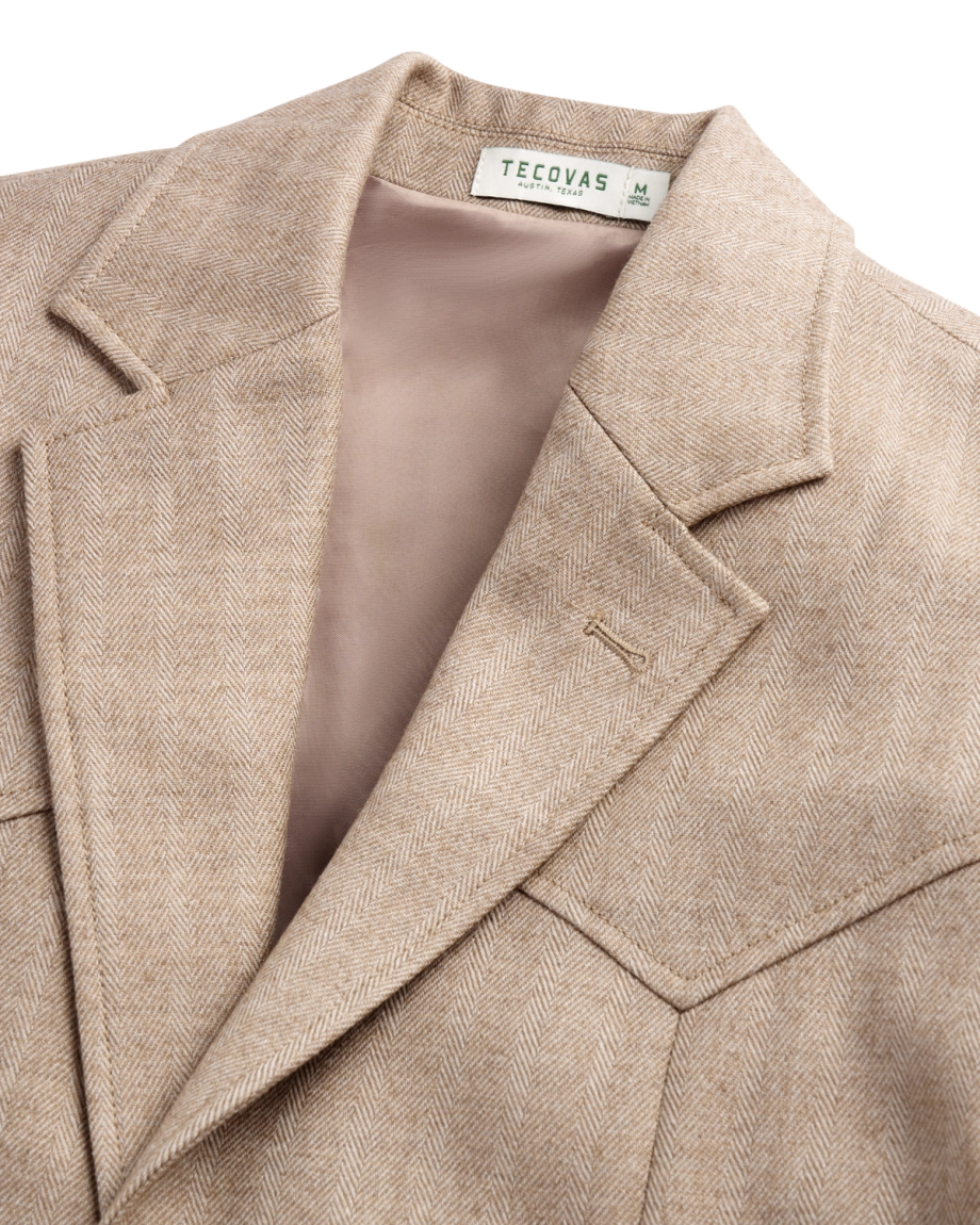 Closeup detail view of Men's Western Blazer - Khaki