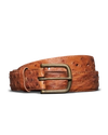 Front view of Men's Ostrich Belt II - Russet on plain background