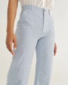 Front view of Women's Carpenter Pant - Blue / White on model