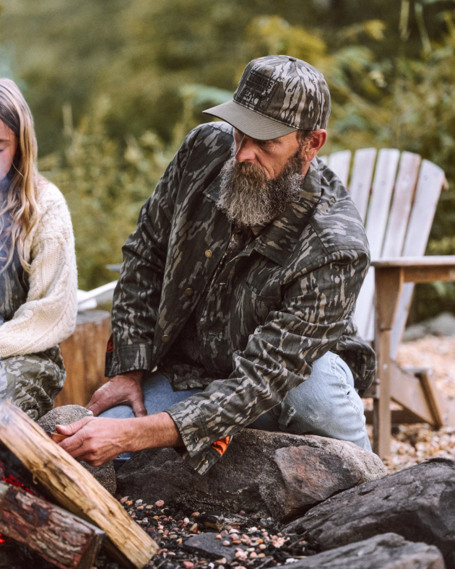 View of Men's Tecovas x Mossy Oak Waxed Ranch Jacket - Original Bottomland