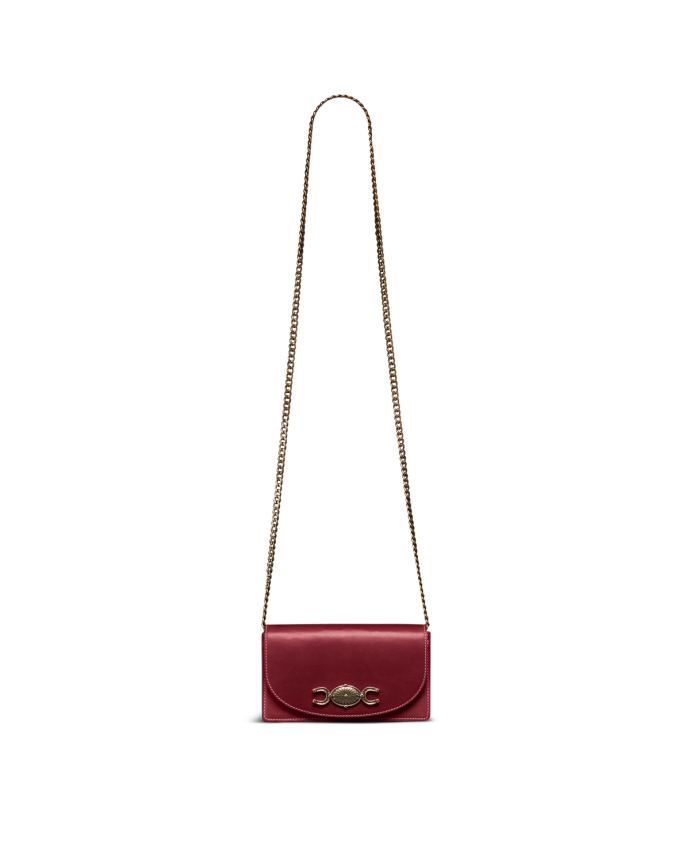 Front view of Concho Chain Crossbody - Cabernet on plain background