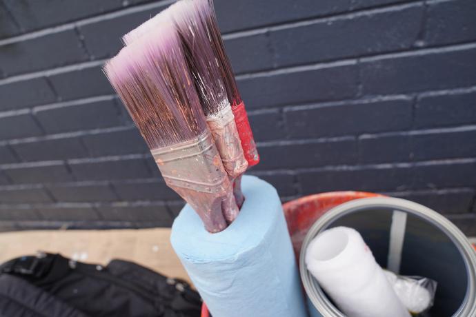 paintbrushes in a papertowel role