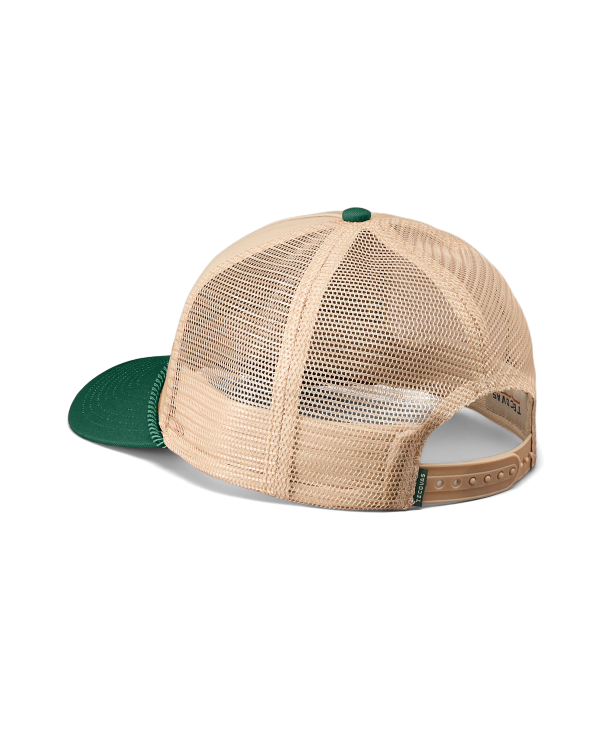 Quarterback view of Tecovas Badge Trucker - Green on plain background
