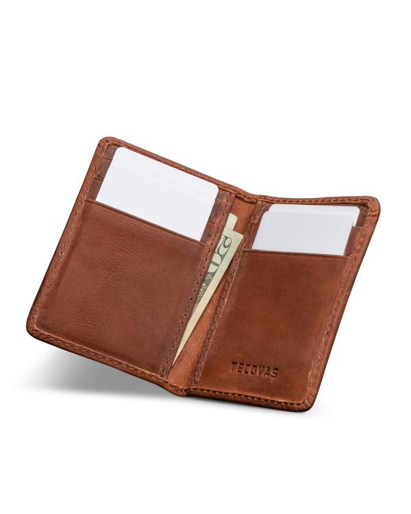 Inside view of Goat Bifold Card Case - Scotch on plain background