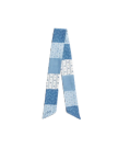 Front view of Patchwork Ribbon Scarf - Blue/White on plain background