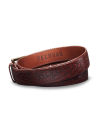 Back view of Men's Birthday Belt IX - Dark Cognac on plain background