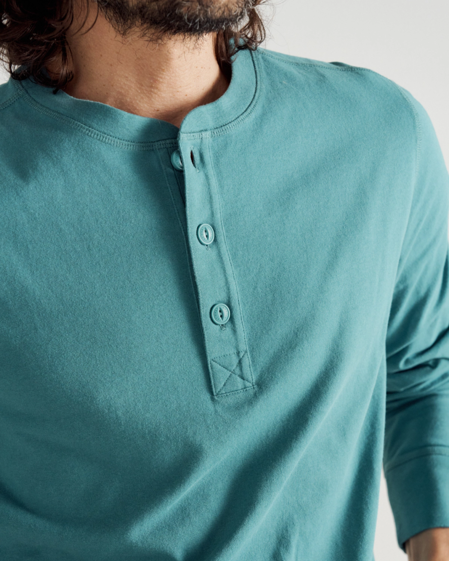 Closeup view of Men's Henley  LS - Hydro