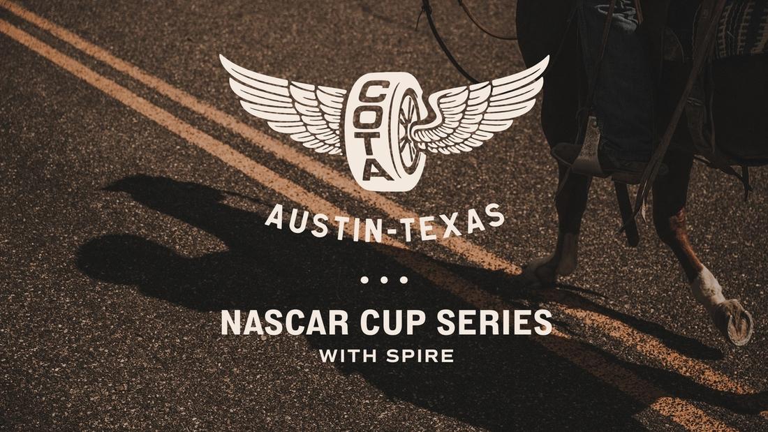 a wheel with wings advertising the nascar austin race