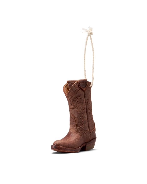 Quarterfront view of Cartwright Boot Ornament - Scotch on plain background