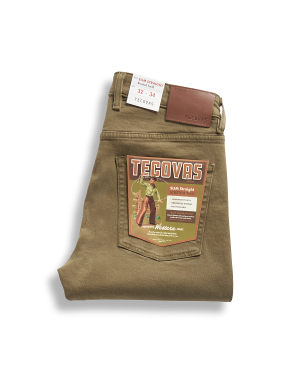 View of Men's Slim Straight Stretch Twill - Olive