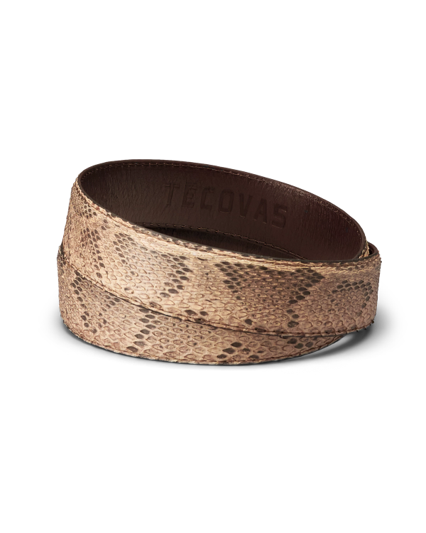 Back view of Men's Python Belt II - Mangrove on plain background