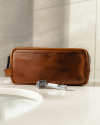 Image of The Bartlett Travel Kit on a bathroom counter.