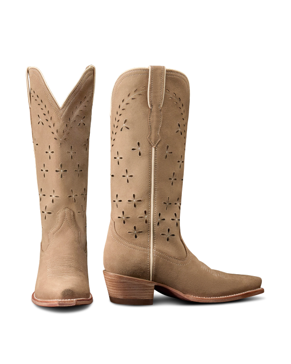 Pair view of The Annie Eyelet - Taupe Roughout on plain background