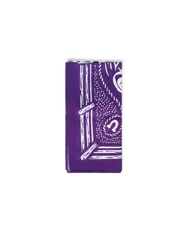 Folded view of Gameday Bandana - Purple on plain background