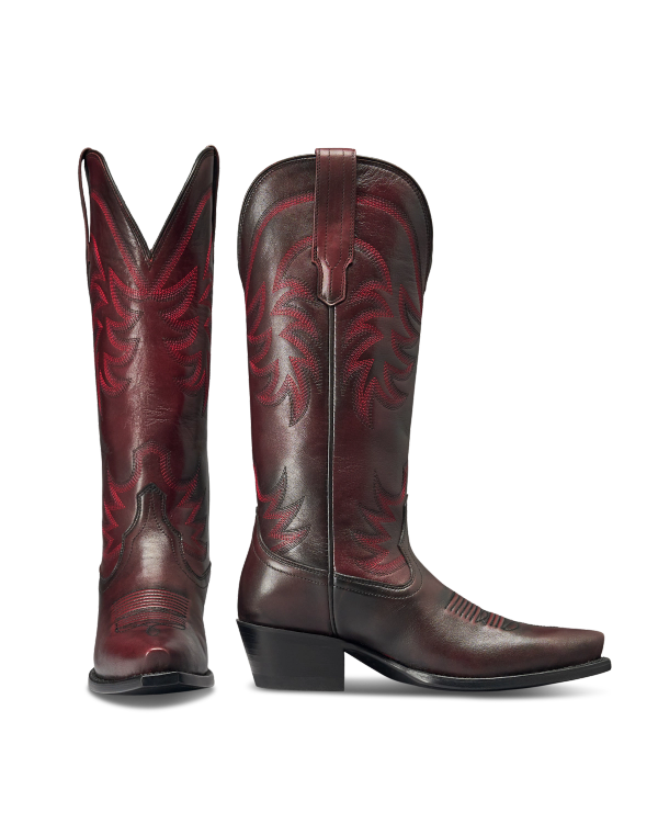 Pair view of The Annie - Black Cherry Cowhide on plain background