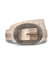 Front view of Women's Center Bar Buckle Belt - Pearl on plain background