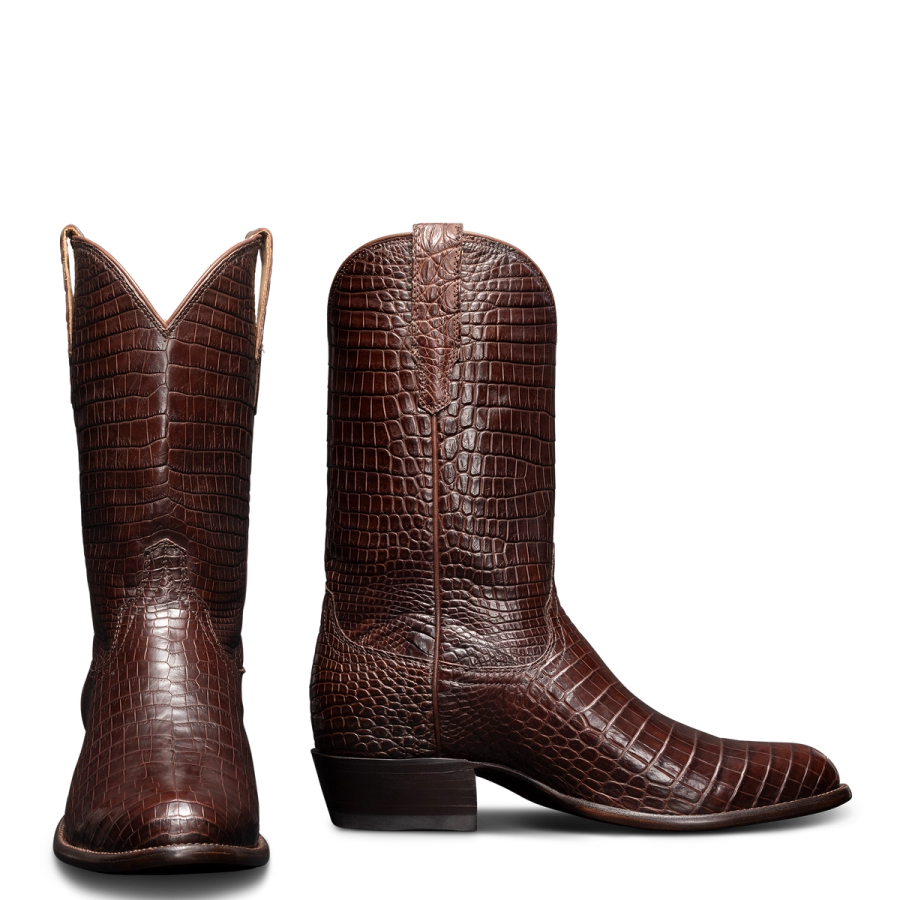 The Marshall Cowboy Boot - Brown crocodile | Tecovas