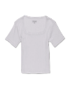 Front view of Women's Square Neck Pointelle Top - White on plain background