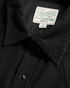 Closeup detail view of Men's Texas Weight Corduroy Pearl Snap LS - Black