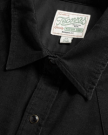 Closeup detail view of Men's Texas Weight Corduroy Pearl Snap LS - Black