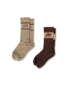 Quarterfront view of Crew Socks (2-Pack) - Texas Rattlesnake Cream on plain background