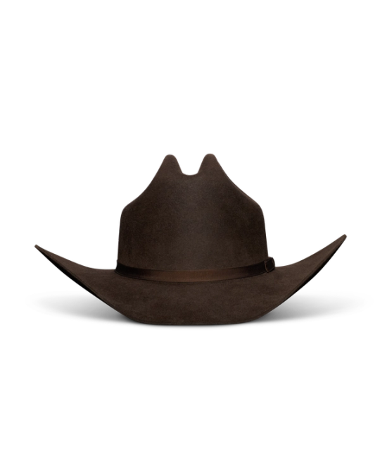 Front view of Cattleman Fur Cowboy Hat - Umber on plain background