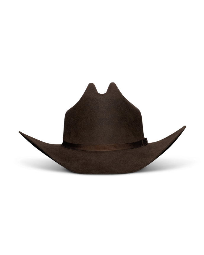 Front view of Cattleman Fur Cowboy Hat - Umber on plain background