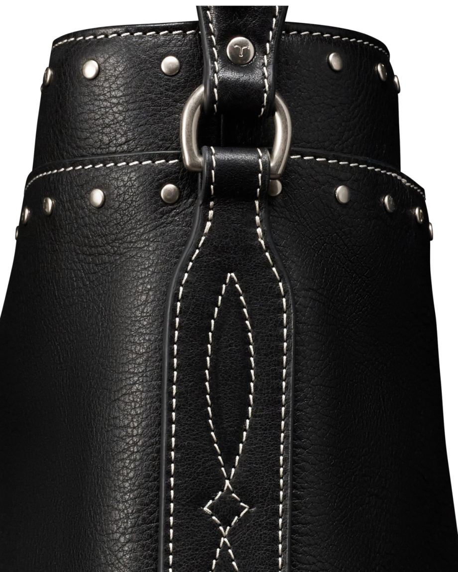 Closeup view of Shoulder Bucket Bag - Black