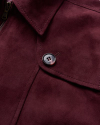 Closeup view of Women's Goat Suede Brush Jacket - Burgundy