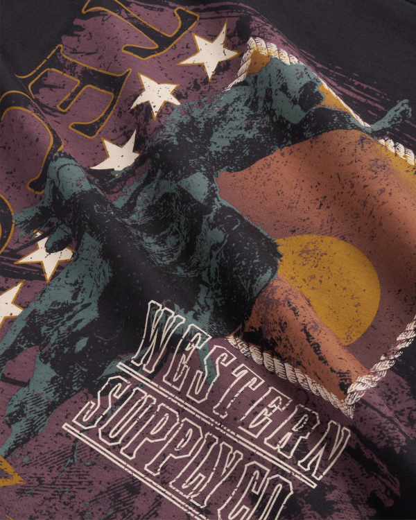 Closeup detail view of Men's Tecovas Rodeo T-Shirt - Black/Multi