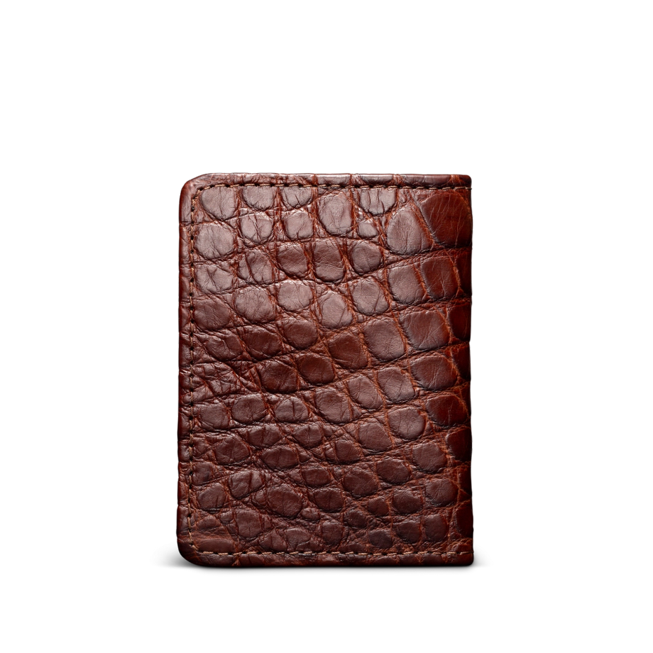 Back view of Bifold Card Case - Walnut on plain background