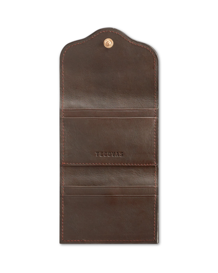 Inside view of Ostrich Card Case - Dark Forest on plain background