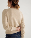 Back view of Women's Horse Crew Neck Sweater - Oatmeal on model