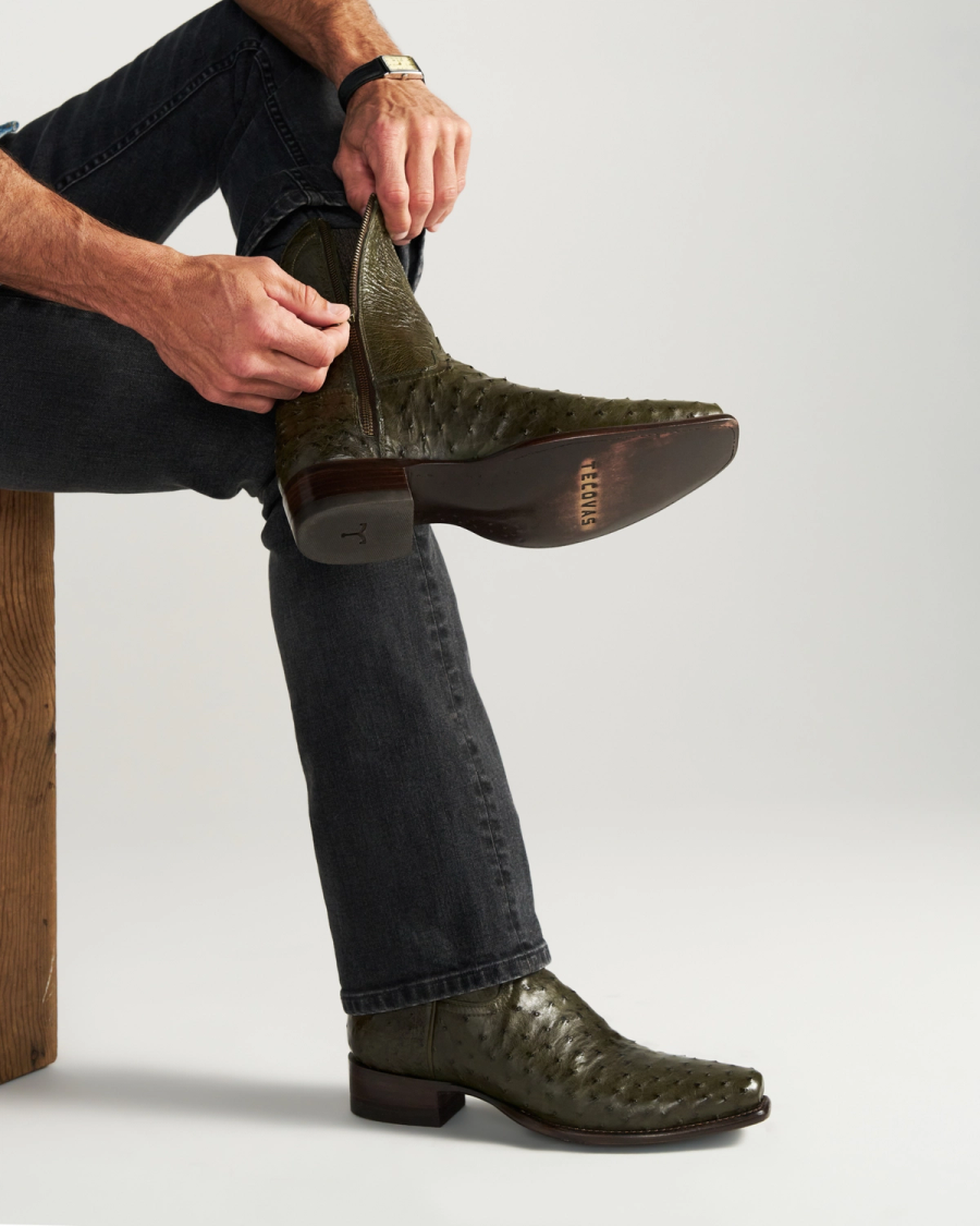 The Jack in Dark Forest Ostrich - Men's Zip Boot | Tecovas