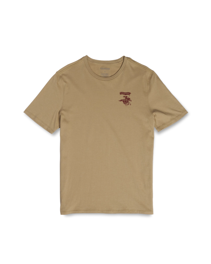 Front view of Men's Tecovas Banner Tee - Khaki/Brick on plain background