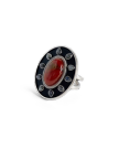 Quarterfront view of Birthday X Iron Lamb Ring - Multi on plain background