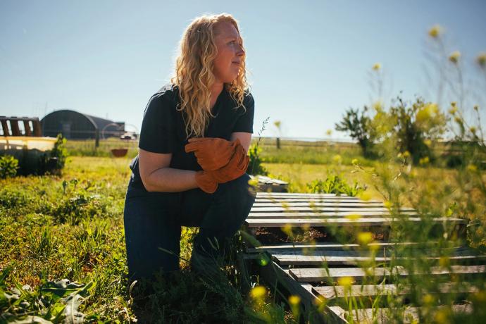 woman working in a field