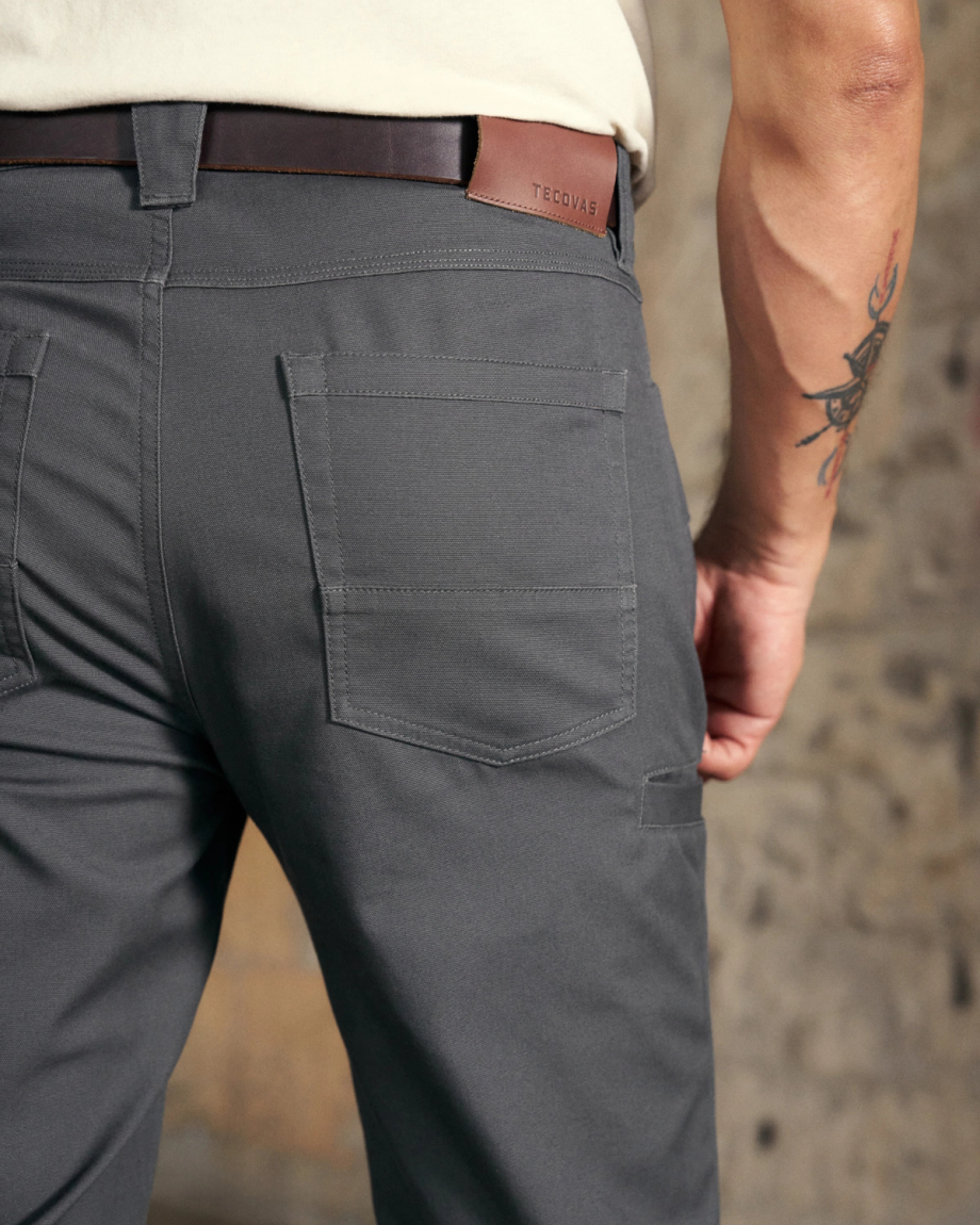 Back view of Men's Work Pant - Asphalt on model