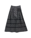 Front view of Women's Cotton Poplin Midi Skirt - Black / White on plain background