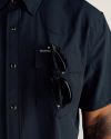 Closeup detail view of Men's Performance Western Pearl Snap SS - Classic Fit - Black